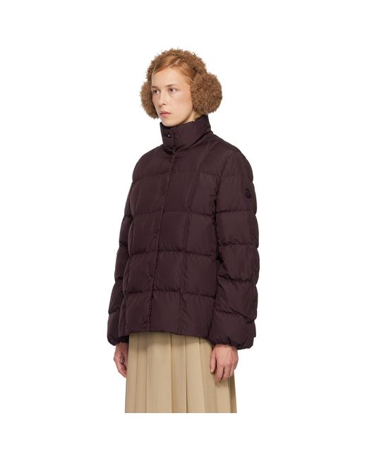 Moncler Purple Burgundy Cochevinne Square-Quilted Short Down Jacket