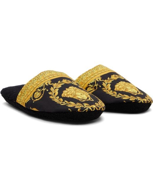 Versace Black 'I Heart Baroque' Slippers