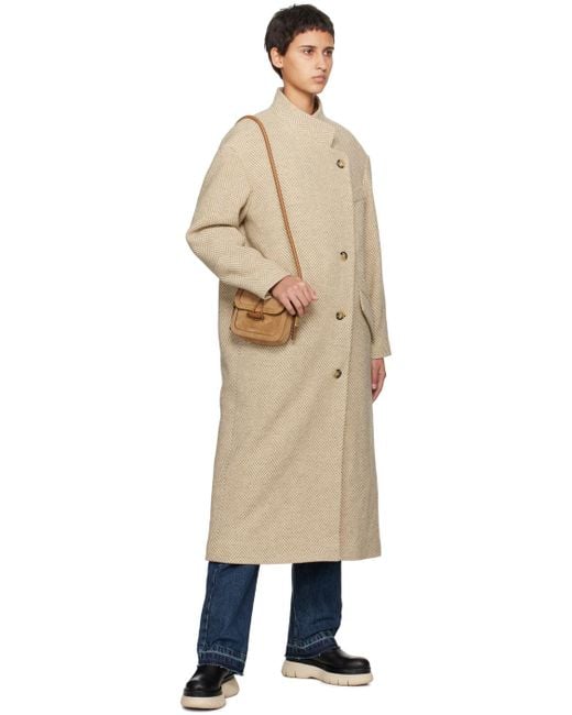 Isabel Marant Beige & White Sabine Coat in Black | Lyst UK