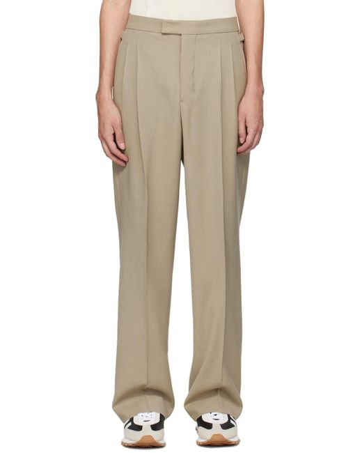 AMI Natural Taupe Pleated Trousers for men