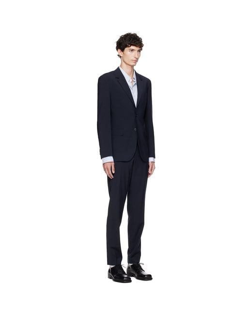 Boss Blue Two-Piece Slim-Fit Stretch Virgin Wool Suit for men