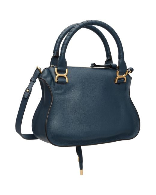 Chloé Blue Grained Leather Marcie Bag
