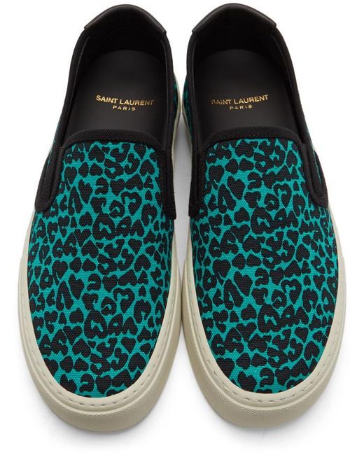 Polar Beroligende middel barbering Saint Laurent Cotton Leopard Venice Slip-on Sneakers in Blue for Men - Lyst