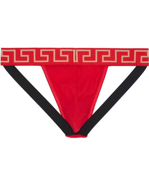 メンズ Versace レッド Cotton-Jersey ジョックストラップ Red
