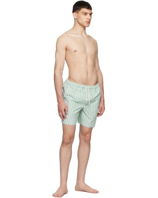 Maison Kitsuné Green Striped Shorts for men