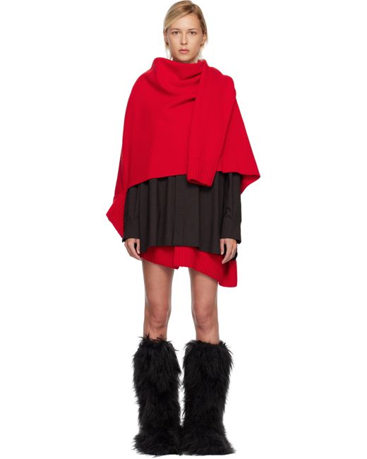 Sacai Red Suiting & Wool Knit Minidress