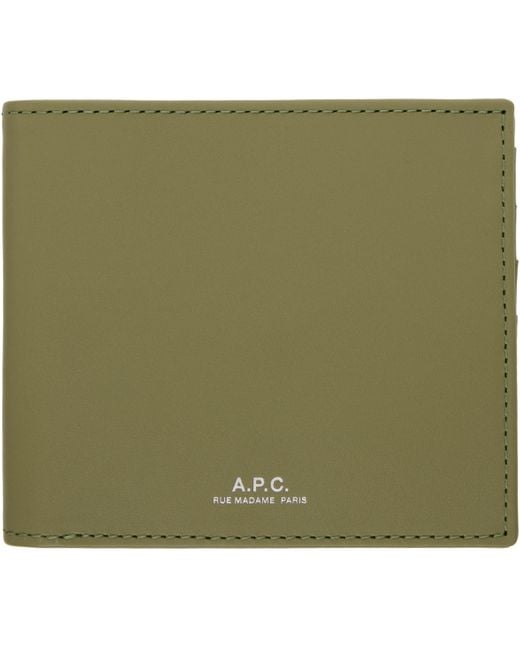 A.P.C. Green Khaki Aly Wallet for men