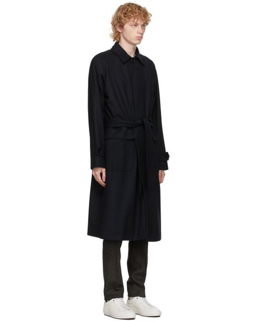 hugo boss navy overcoat