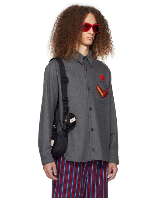 Marni Black Gray Patches Shirt for men