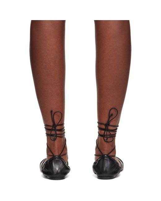 Lanvin Brown Mesure Lace-Up Leather Ballerina Flats
