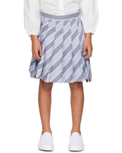Thom Browne Blue Kids Pleated Skirt