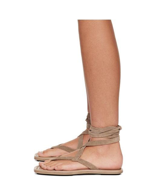 St. Agni Brown Taupe Suede Tie Up Sandals