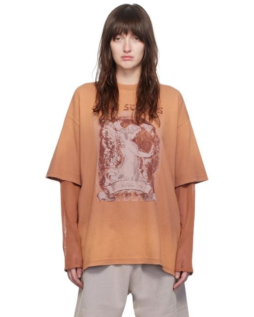 【一枚でもカッコよく♪】Acne Studios Woman T-Shirt Rust Acne Studios Layered Long Sleeve T-Shirt in Orange | Lyst