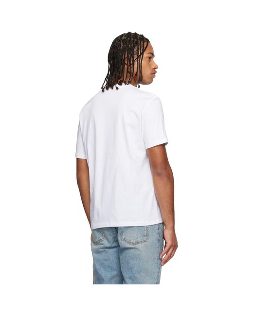 Balmain White Small Stamp Printed T-Shirt for men