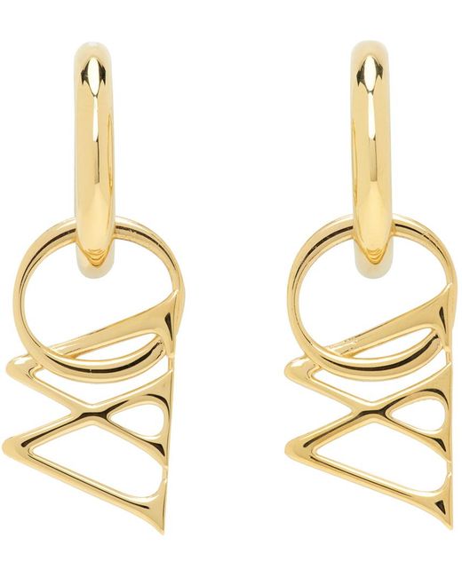 Off- boucles d'oreilles à anneau dorées à logo Off-White c/o Virgil Abloh en coloris Metallic