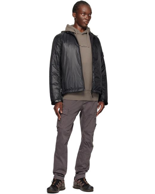 メンズ Stone Island ブラック 中綿 パッカブルジャケット Black