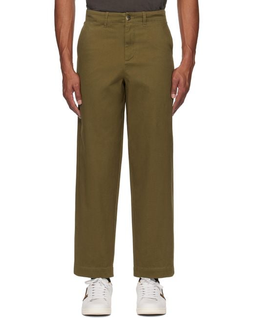 メンズ Fred Perry タン ストレートレッグ ツイル トラウザーズ Green