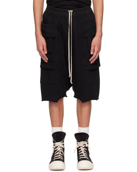 Rick Owens Black Creatch Cargo Pods Shorts for men