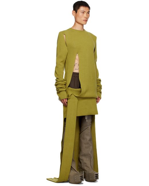 Rick Owens Green Yellow Banana Sweater for men