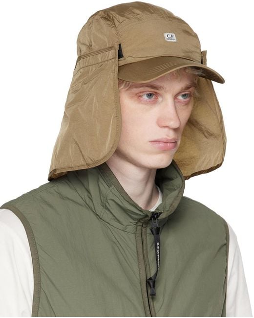 C P Company Green C.p. Company Khaki Chrome-r Neck Flap Cap for men