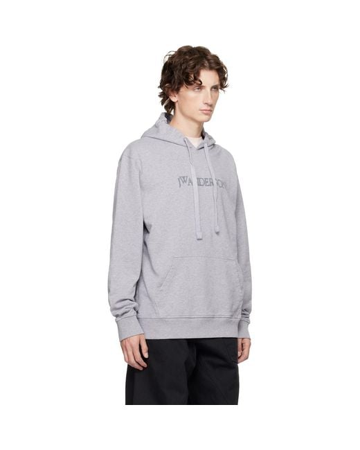 J.W. Anderson Gray Logo Embroidery Hoodie for men