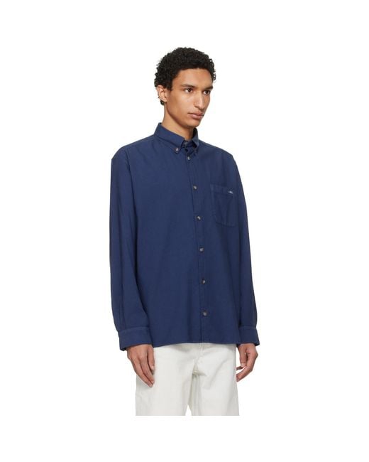 A.P.C. Blue Mateo Logo Shirt for men