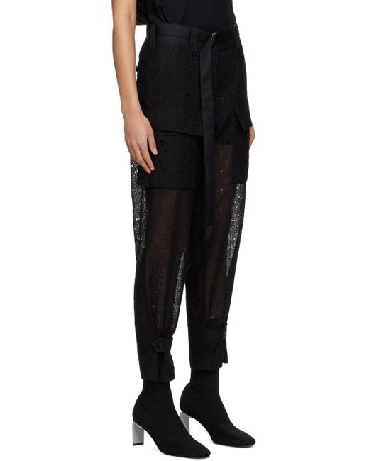 Sacai Black Embroidered Trousers