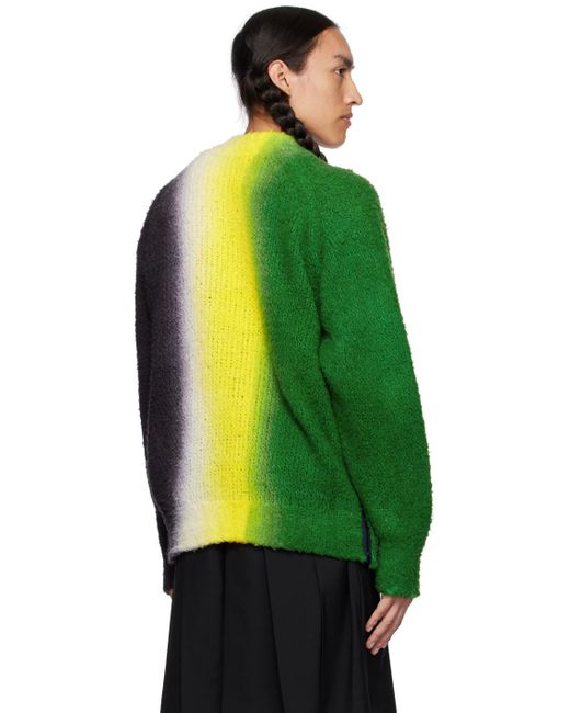 Sacai Green & Navy Tie-dye Sweater for men