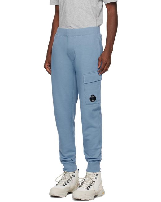 C P Company Blue Cuffed Sweatpants for men