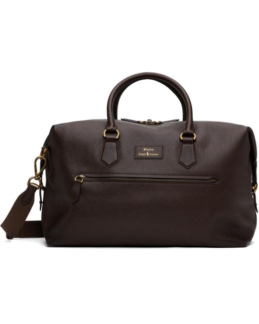 Polo Ralph Lauren Black Pebbled Leather Duffle Bag for men