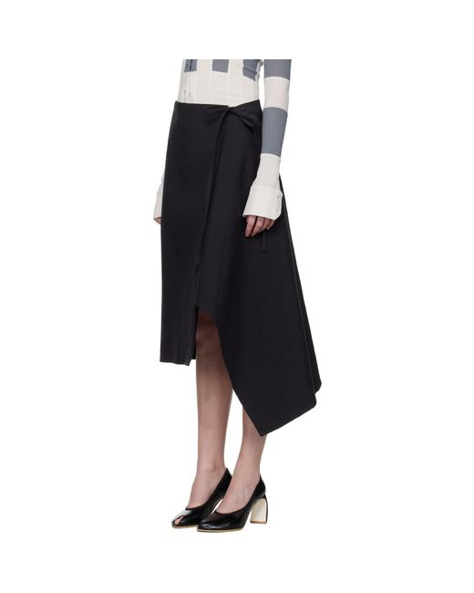 Tory Burch Black Cotton Wrap Midi Skirt