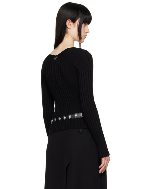 Acne ブラック ボタンアップ リブ カーディガン Black