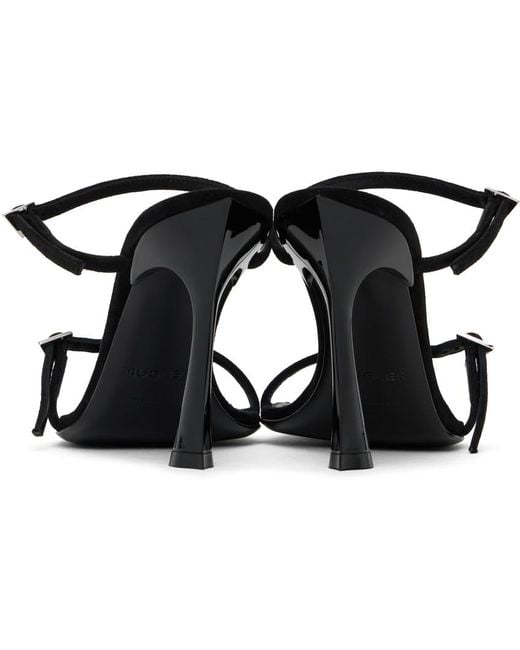 【関税込み】Mugler ブラック Fang 95 メッシュ ミュール 関税込み】Mugler ブラック Fang 95 メッシュ ミュール