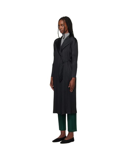 Pleats Please Issey Miyake Black Facade Coat