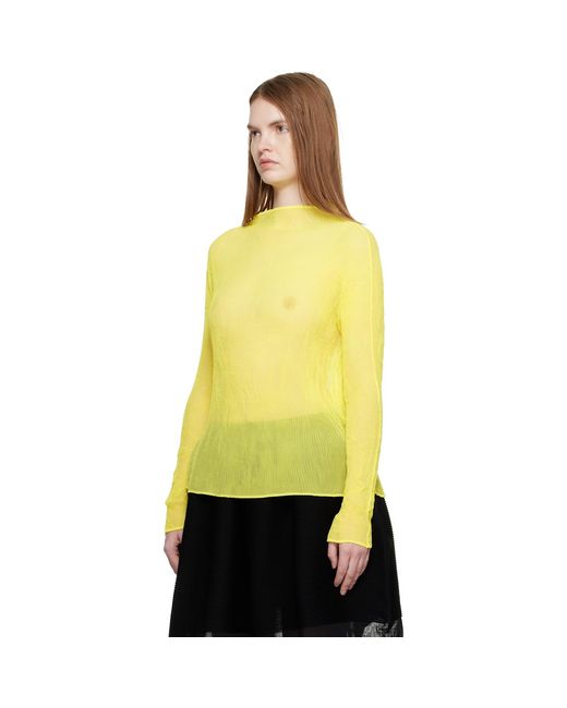Issey Miyake Yellow Chiffon Twist 3 Top