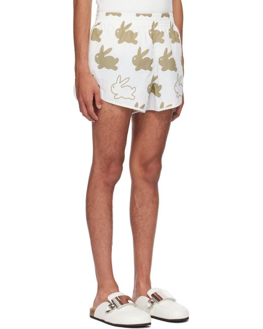 J.W. Anderson White & Khaki All Over Bunny Shorts for men