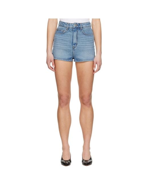 AMI Blue Cotton Mini Denim Shorts