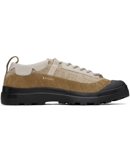 RANRA Black Suede Felted Wool Lace-Up Sneakers for men