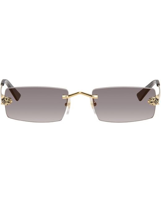 Cartier Black 'Panthère De Rectangular Sunglasses for men