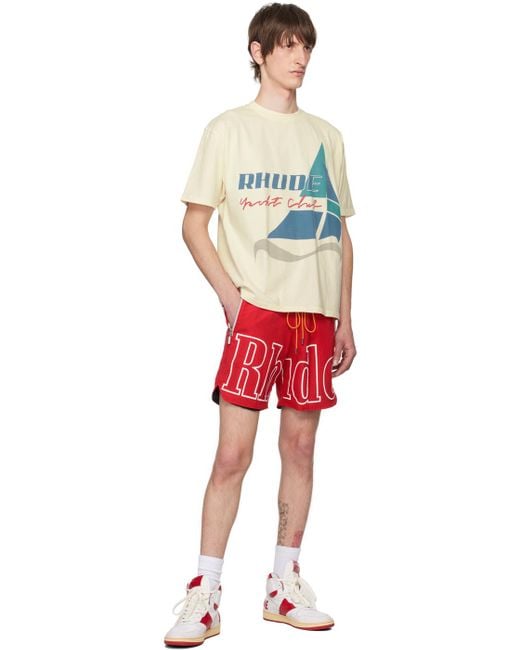 Rhude Red Off-white 'yacht Club' T-shirt for men