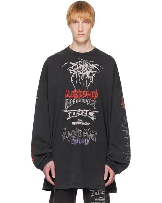 032c Black Telepresence Oversized Longsleeve T-Shirt for men