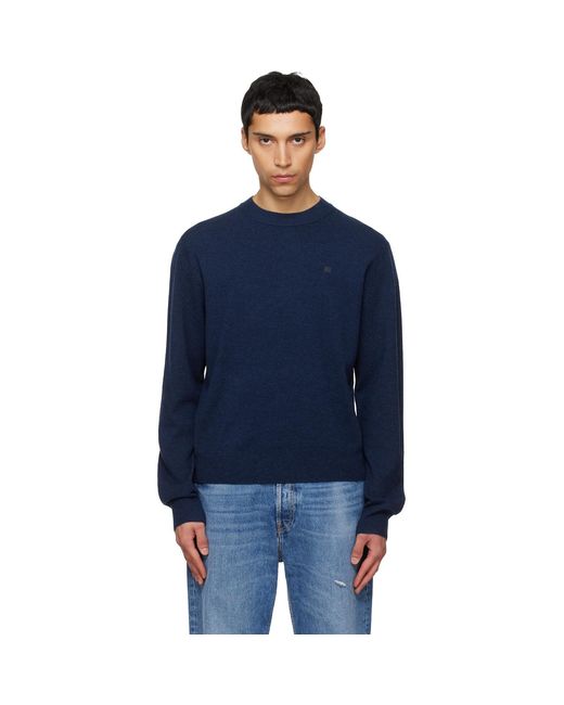Acne Blue Logo Patch Sweater for men