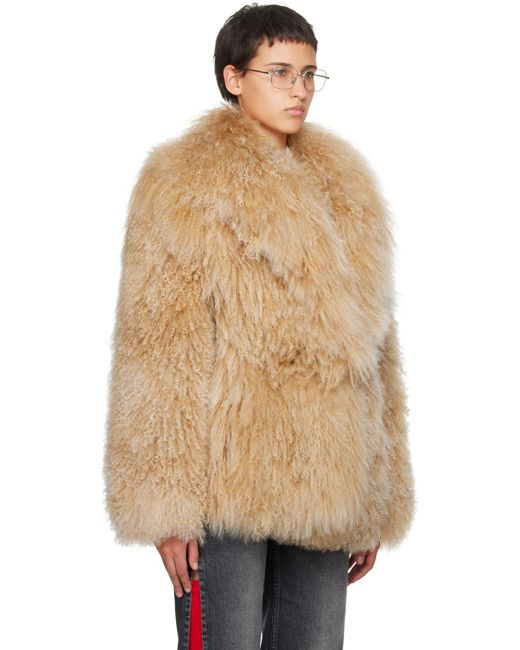 Givenchy Natural Beige Large Collar Shearling Jacket