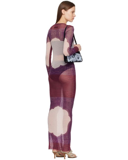 Jean Paul Gaultier Black Burgundy & 'The Cartouche' Maxi Dress