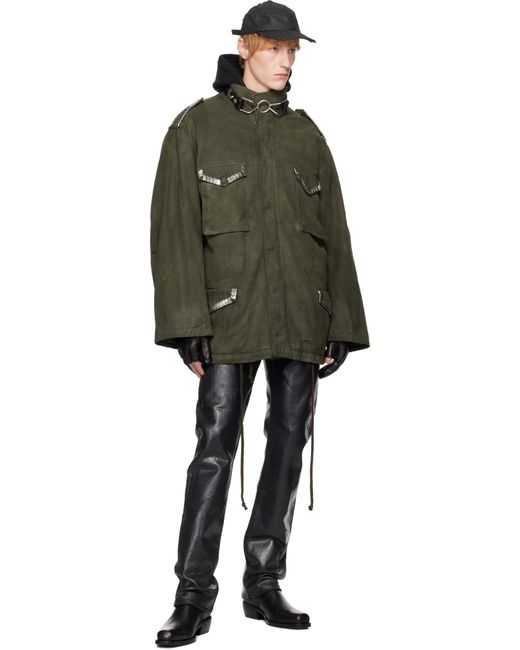 Marking Distance Green Khaki Ring Coat for men