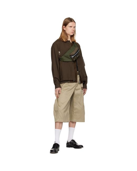 Sacai Black Khaki Pocket Bum Bag for men