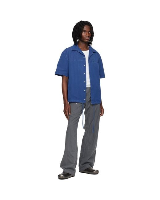 Marni Blue Drawstring Hem Cotton Shirt for men