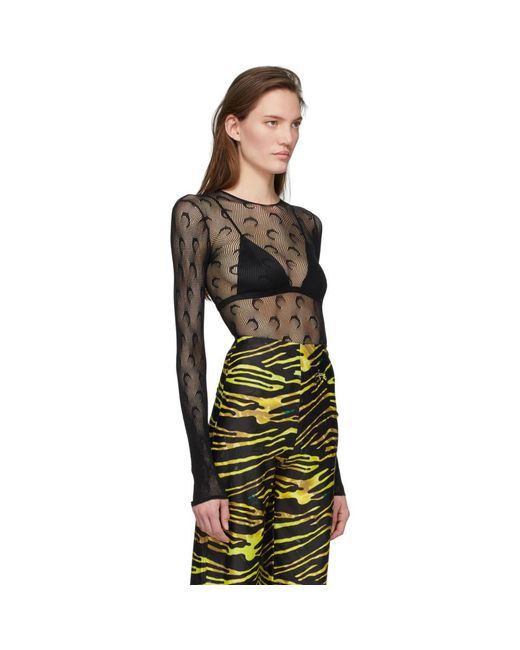Marine Serre Black Fishnet Moon Pullover | Lyst