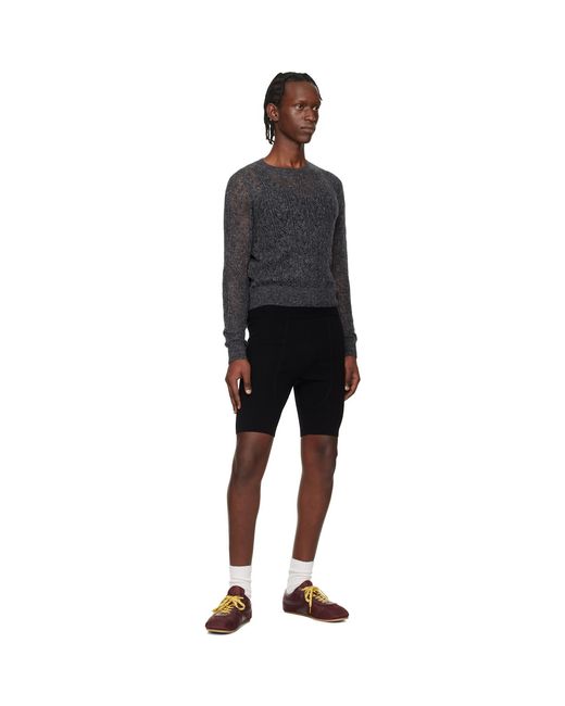 Dries Van Noten Black Rib Knit Biker Shorts for men