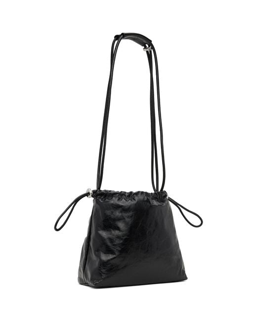 DIESEL Black Scrunch-D-Bucket Shiny Wrinkled Leather Bag